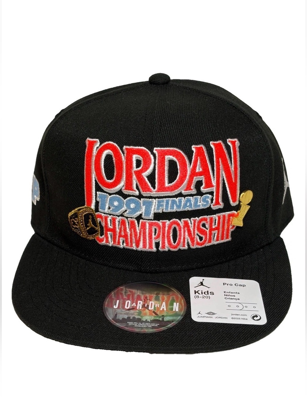 Air Jordan Youth 1991 NBA Finals SnapBack Pro Cap Black NWT